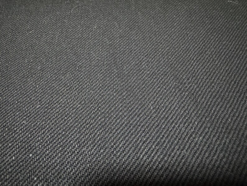 Okayama Denim | 12oz double-sided black selvage fabric texture close-up.