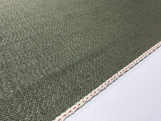 Okayama Denim | 12.5 oz dark olive Japanese Cotton Selvage denim