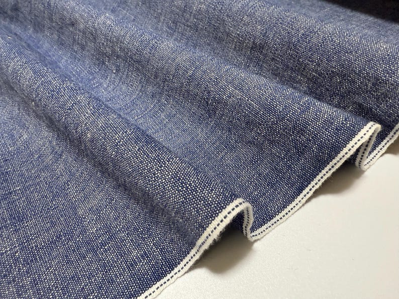 Okayama Fabric | 7.5 oz Japanese Indigo Cotton One-washed Dungaree Fabric By The Yard