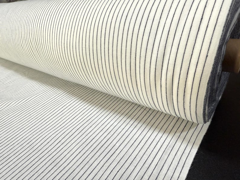 Okayama Fabric | 4.5 oz Japanese Cotton Stripe Chambray Fabric By The Yard