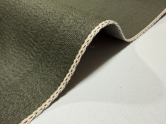 Okayama Denim | 12.5 oz dark olive Japanese Cotton Selvage denim