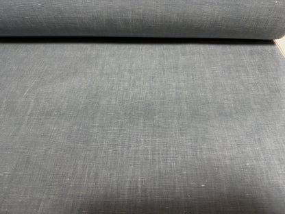 Okayama Denim fabric in grayish-blue slub chambray, perfect for various sewing projects.