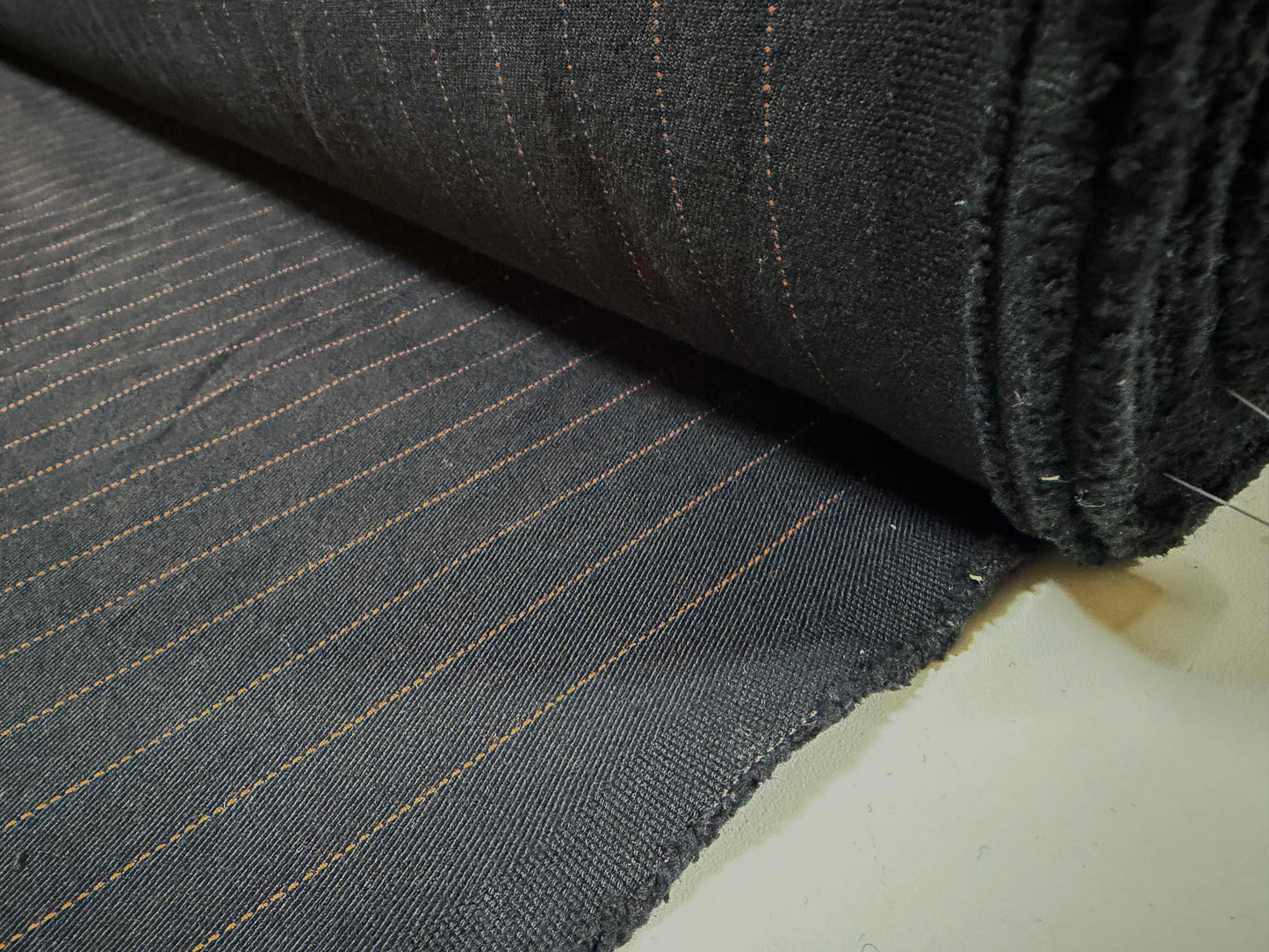 Okayama Fabric | 11.7 oz Japanese Vintage-Inspired Striped Chino Black