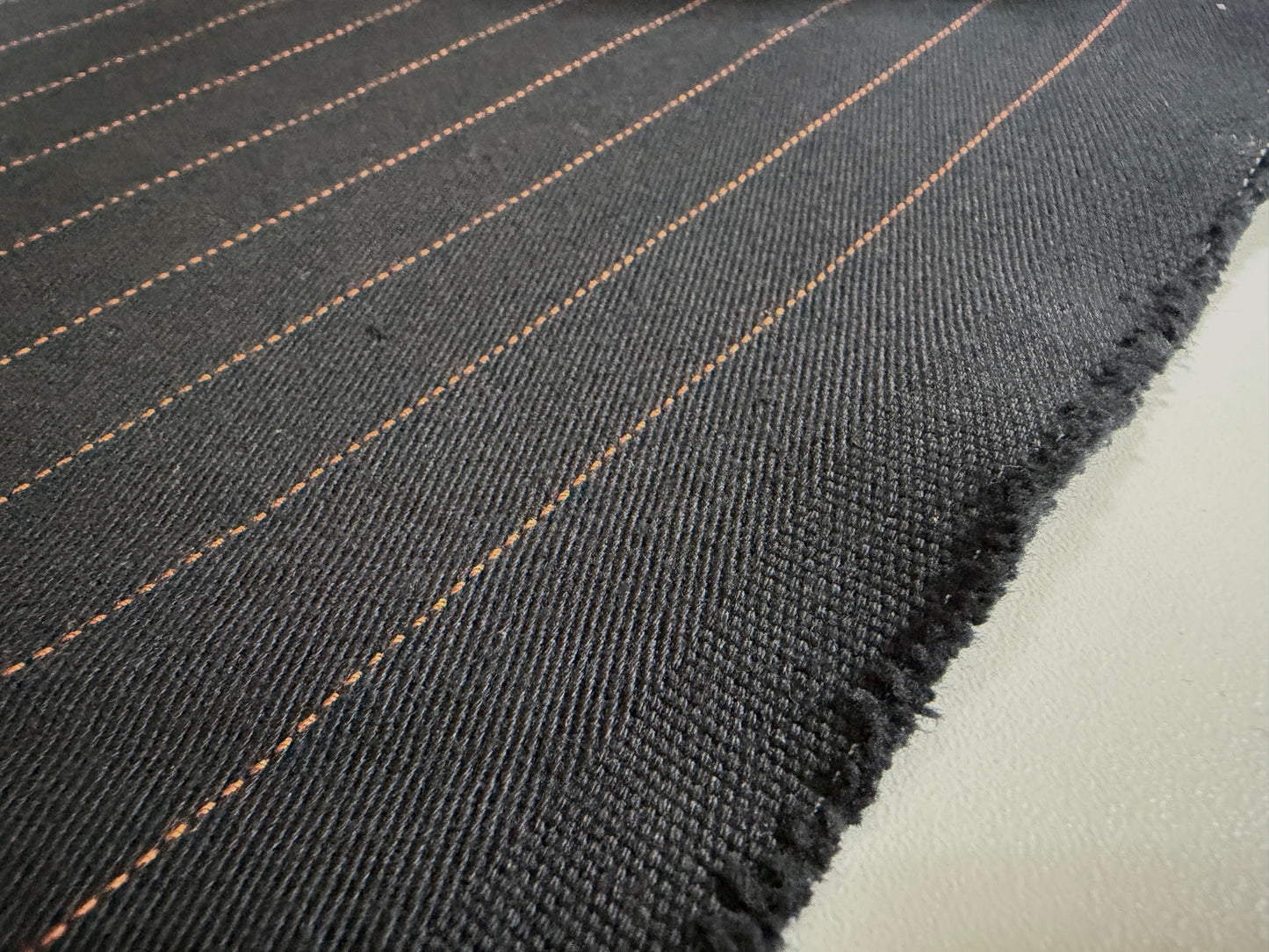 Okayama Fabric | 11.7 oz Japanese Vintage-Inspired Striped Chino Black