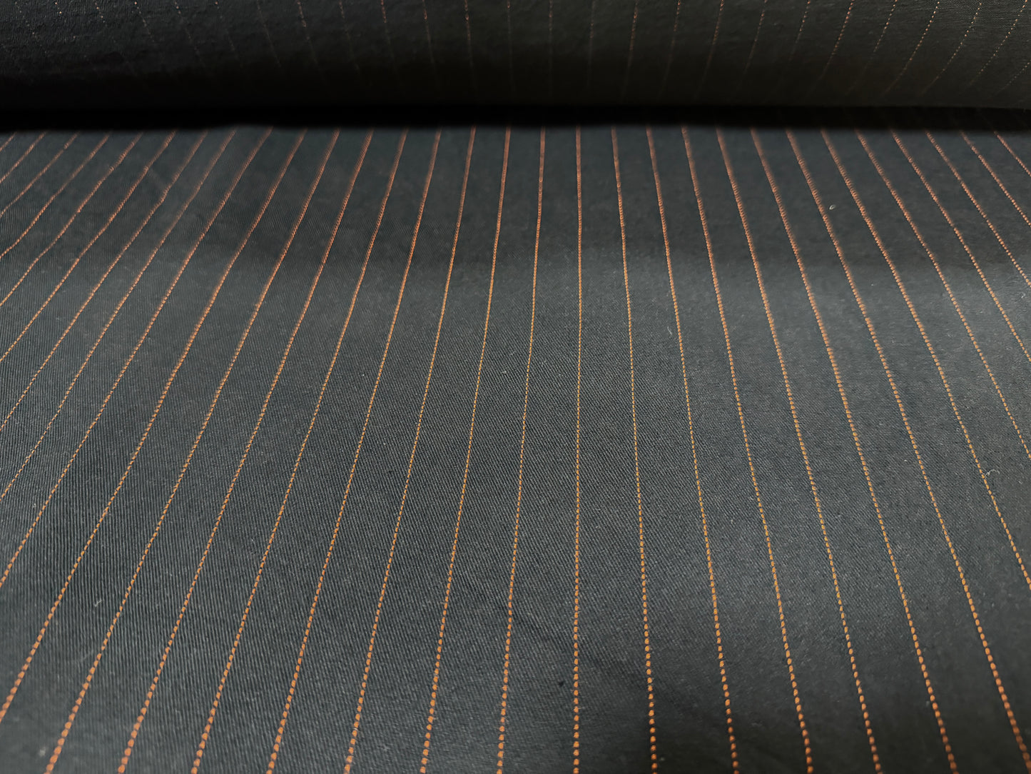 Okayama Fabric | 11.7 oz Japanese Vintage-Inspired Striped Chino Black