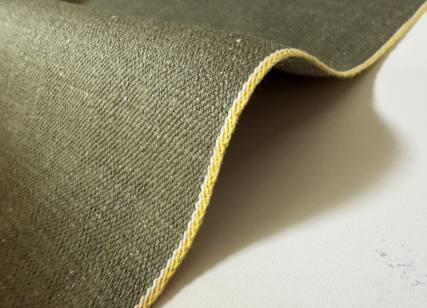 Okayama Denim | 11.5 oz olive Selvage denim Yellow ID