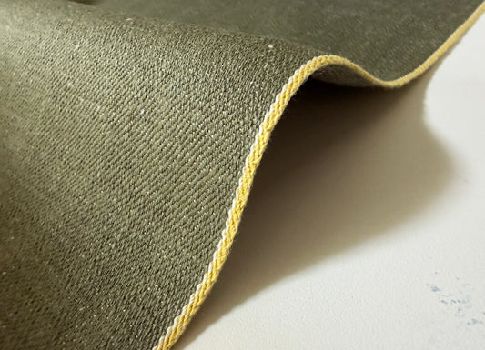Okayama Denim | 11.5 oz olive Selvage denim Yellow ID