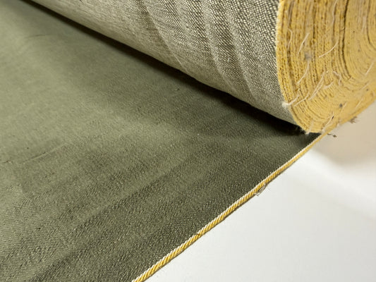 Okayama Denim | 10.2 oz olive Selvage "Kibata" Denim Yellow ID