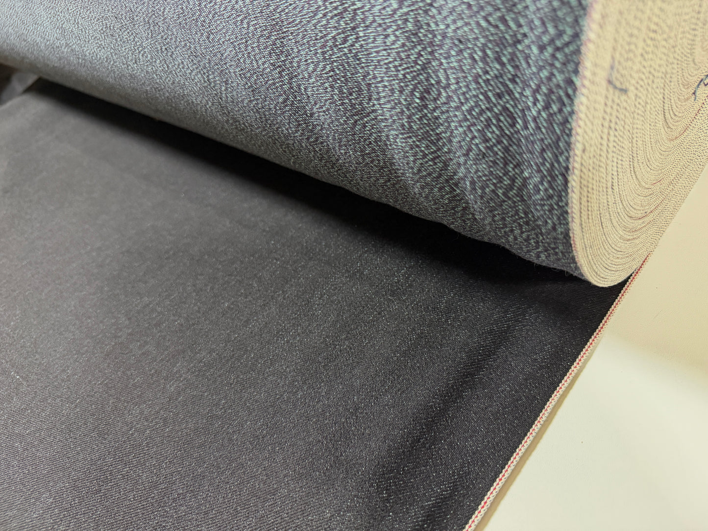 Okayama Denim | Rare 13 oz Black x Mix Color (Blue) Cotton Black Selvage Denim – by Yard