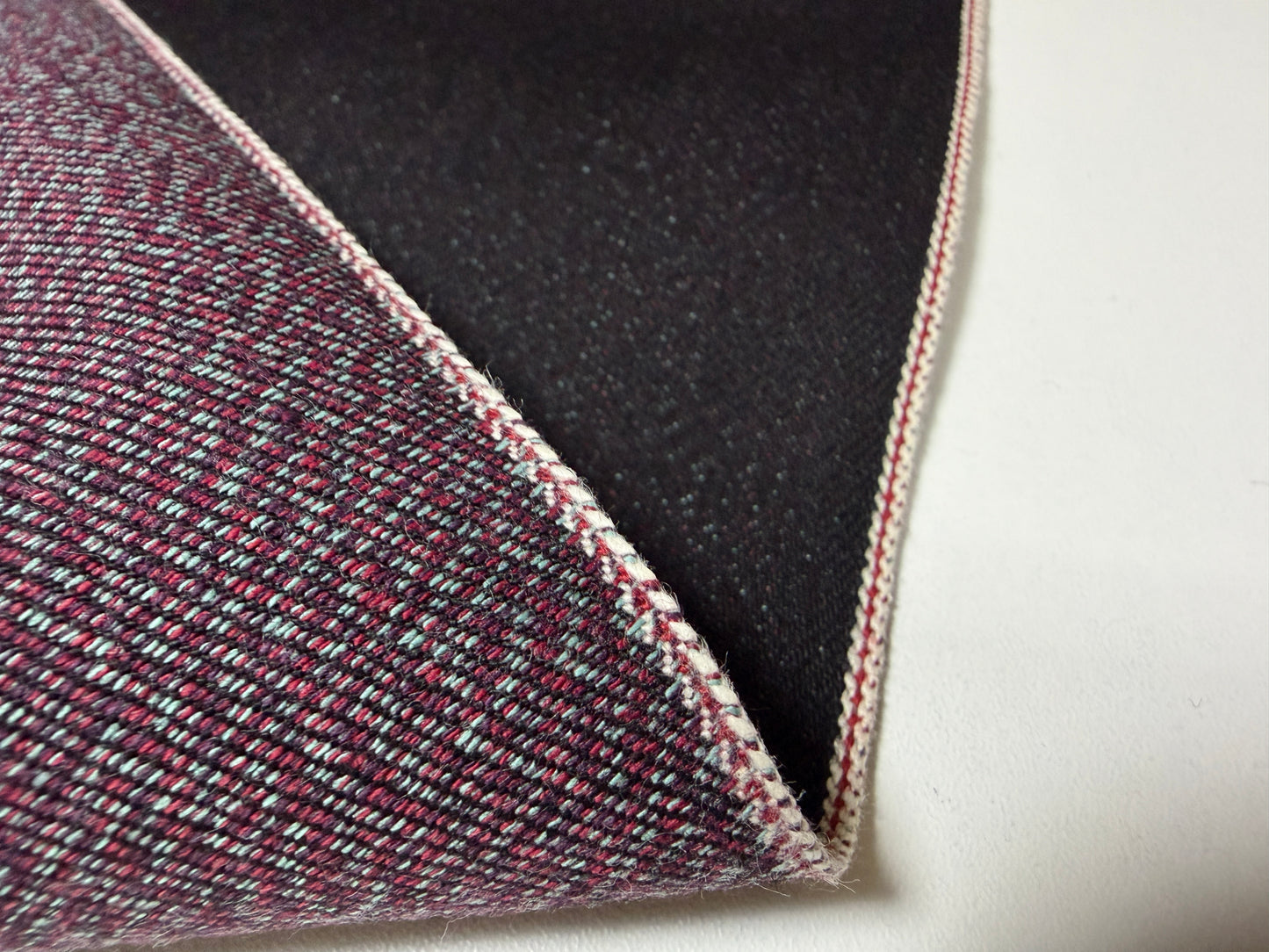 Okayama Denim | Rare 13 oz Black x Mix Color (Red) Cotton Black Selvage Denim – by Yard