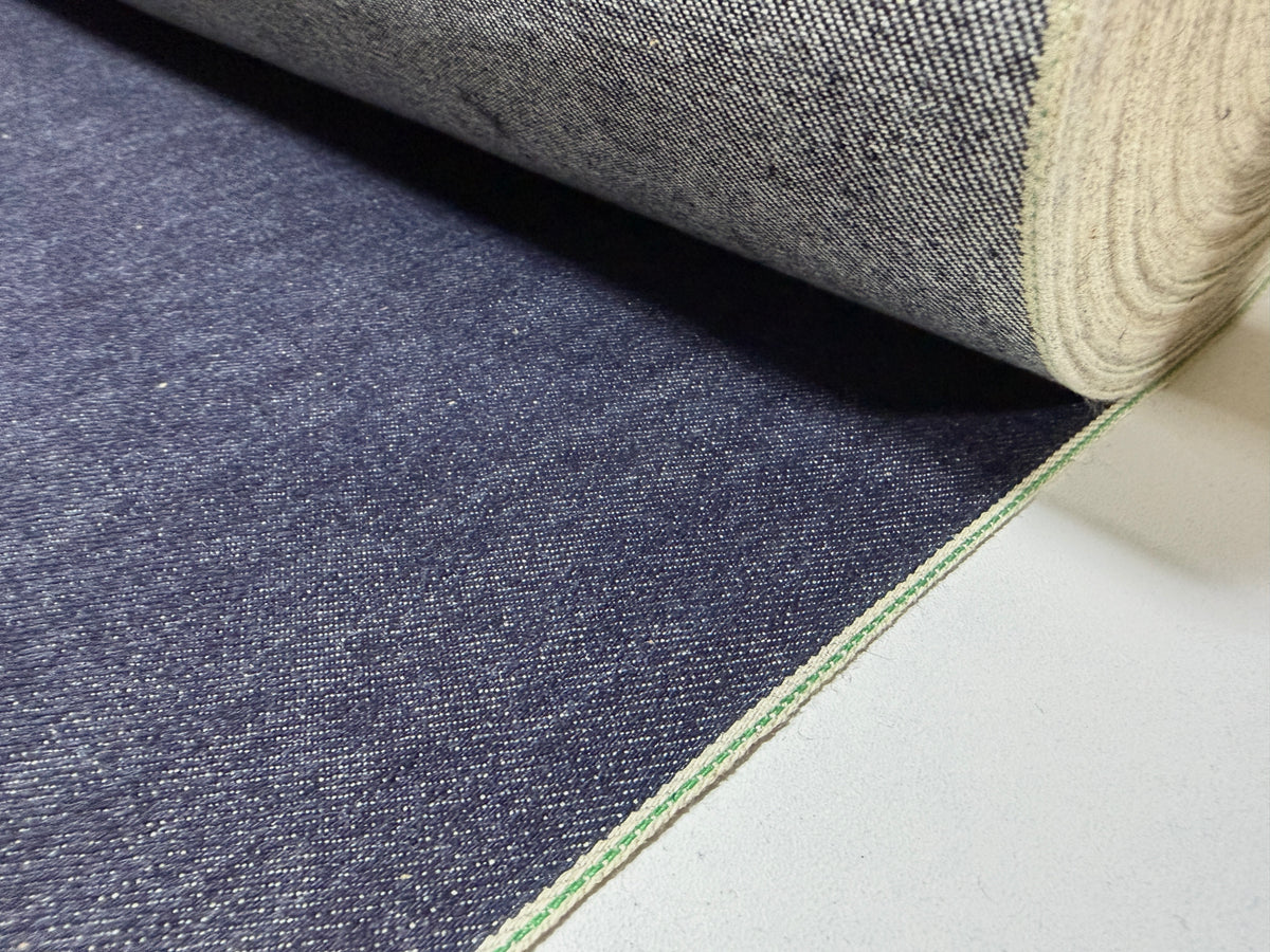 Okayama Denim | 13 oz Indigo Japanese denim Fabric Green Selvage