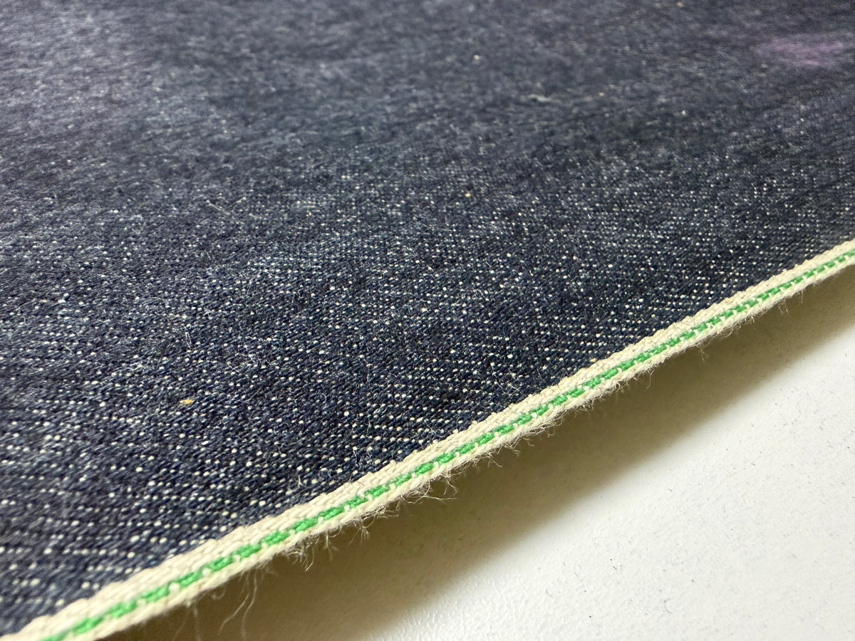 Okayama Denim | 13 oz Indigo Japanese denim Fabric Green Selvage
