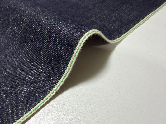 Okayama Denim | 13 oz Indigo Japanese denim Fabric Green Selvage