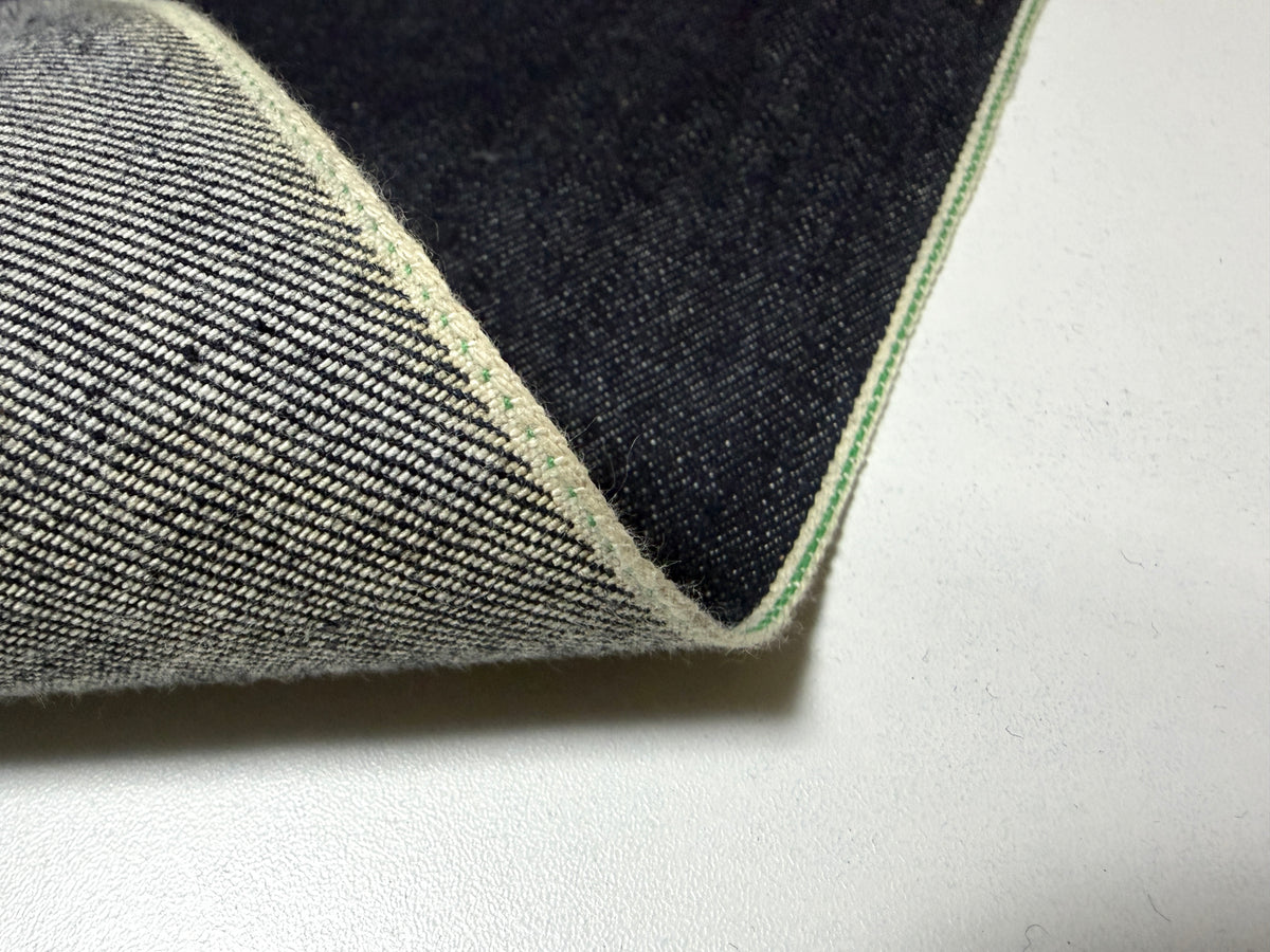 Okayama Denim | 13 oz Indigo Japanese denim Fabric Green Selvage