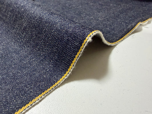 Okayama Denim | 12 oz Indigo Japanese denim Fabric Yellow Selvage