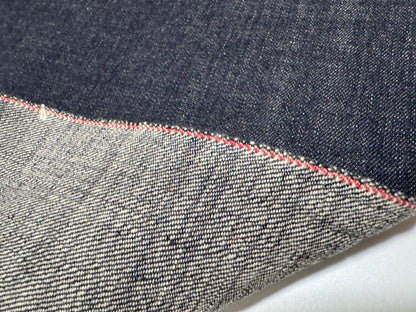 Okayama Denim | 12.5 oz Japanese Indigo Kibata Selvage Denim close-up showing texture and edge details.
