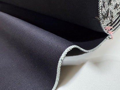 Okayama Denim | Close-up of 12 oz double-sided indigo selvage showing smooth texture and woven details.